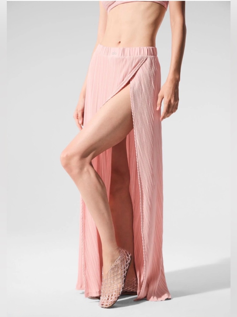 NWT Alo Micro Plisse Game On Long Skirt, Pink Quartz, XS - Picture 2 of 13
